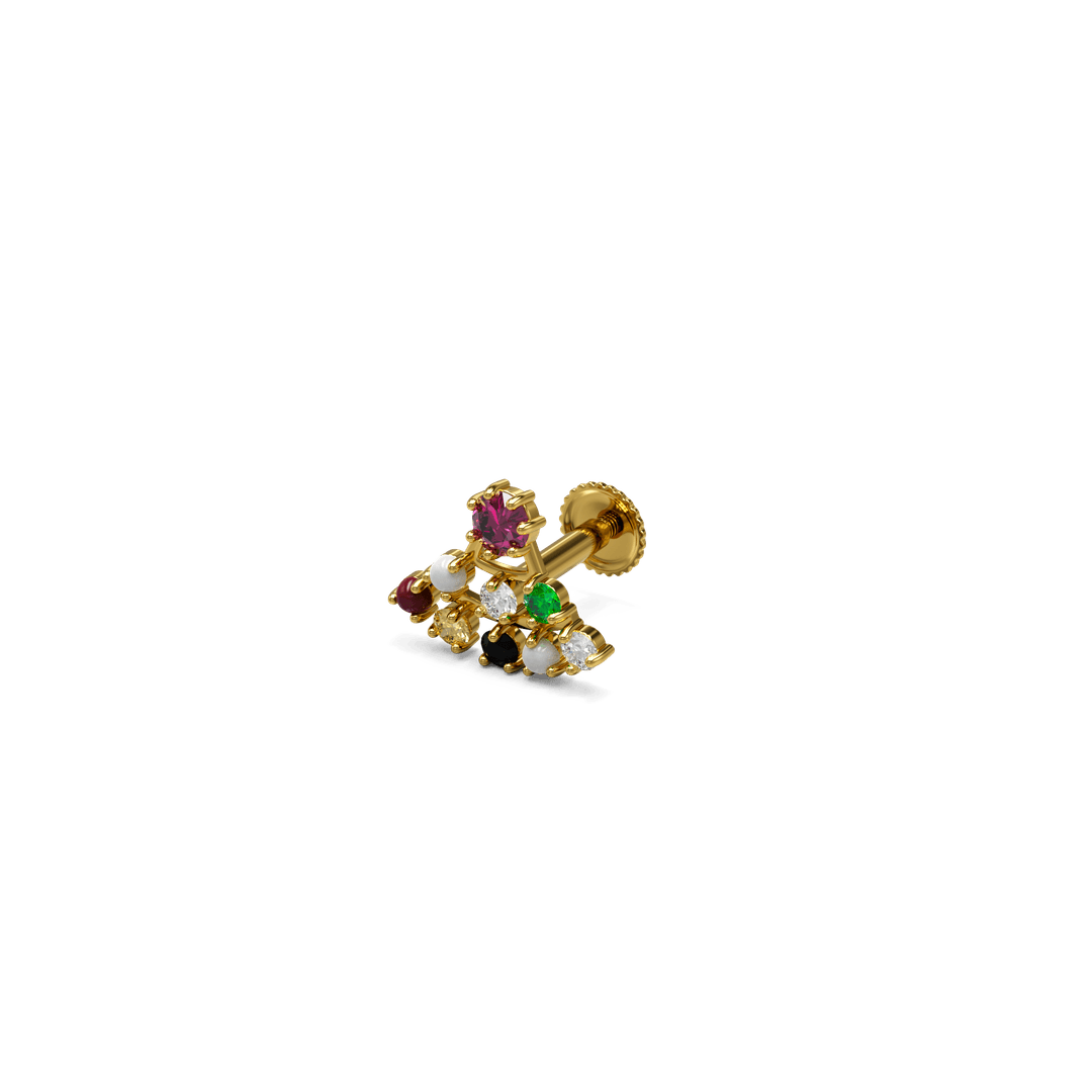22K Manoa Navaratna Gold Nose Stud