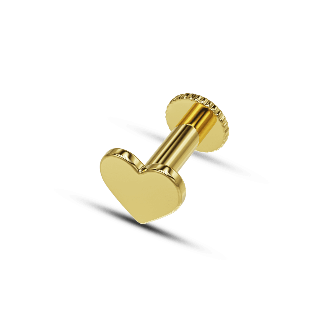 22K Heart Gold Nose Stud