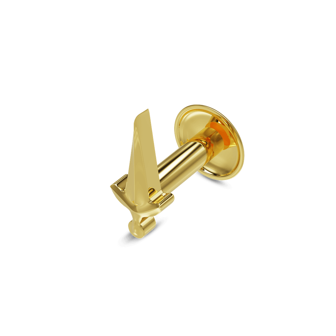 22K Sword Gold Nose Stud