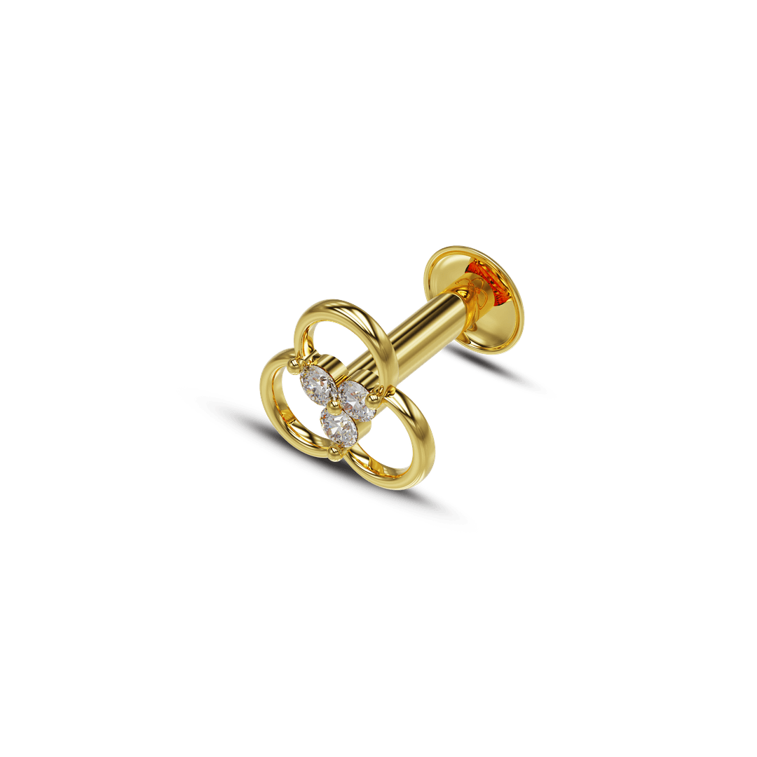 22K Tria Gold Nose Stud