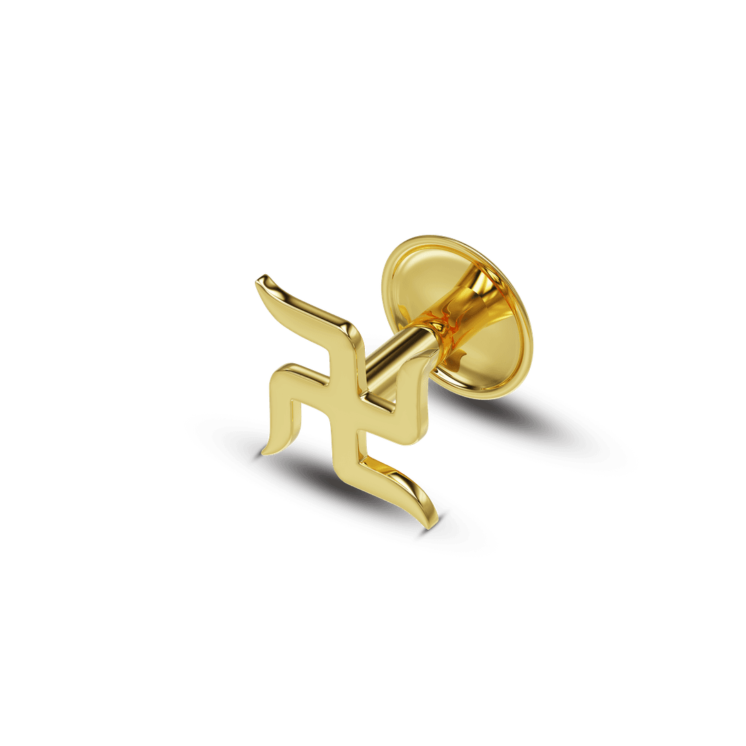 22K Swastik Gold Nose Stud