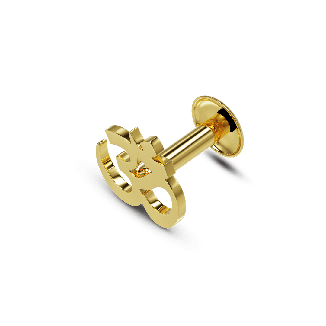 22K Om Gold Nose Stud